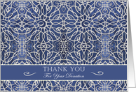 Thank You for Your Donation, Elegant Blue Filigree Design card