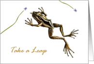 Leap Year Birthday with Vintage Frog Catching Flies card