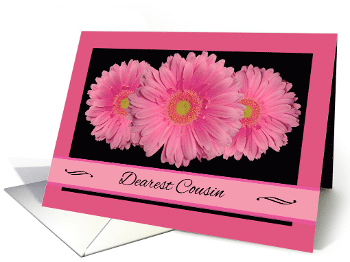Junior Bridesmaid Invitation for Cousin with Pink Gerbera Daisies card