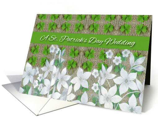 St. Patrick's Day Wedding Invitation, Shamrocks and Lace card (909383)