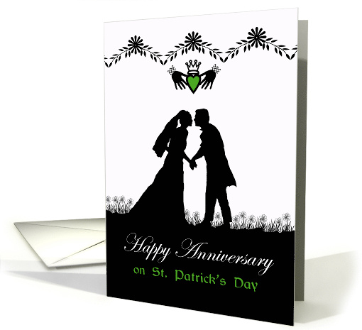 Happy Anniversary on St. Patrick's Day, Irish Couple Silhouette card