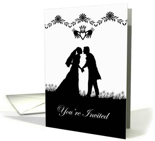 St. Patrick's Day Wedding Invitation, Irish Couple Silhouette card