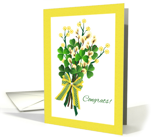Wedding Congratulations St Patrick's Day with Shamrock Bouquet card