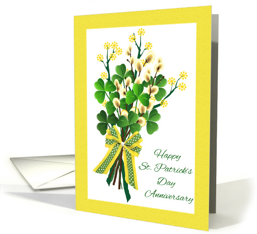 Wedding Anniversary on St Patrick's Day with Shamrock Bouquet card