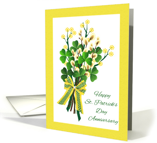 Anniversary Wedding St Patrick's Day with Shamrock Bouquet card