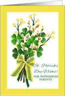 For Parents St Patrick’s Day Wishes with Shamrock Bouquet card