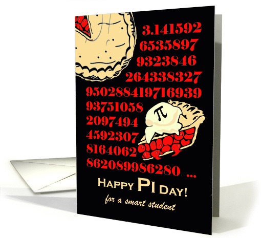 For Student Pi Day with Cherry Pie and Ice Cream Illustration card