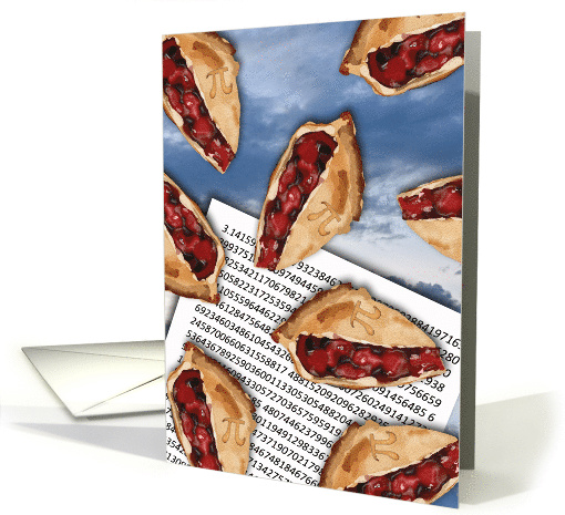 Birthday on Pi Day 3.14159 with Falling Slices of Cherry Pie card