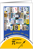 From Both of Us Pi Day License Plate Numbers and Geometry Equation card
