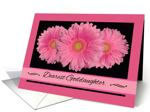 Chief Bridesmaid Invitation for Goddaughter, Pink Gerbera Daisies card