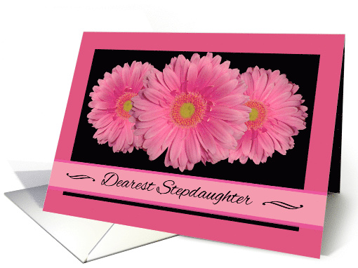 Junior Bridesmaid Invitation, Stepdaughter, Pink Gerbera Daisies card