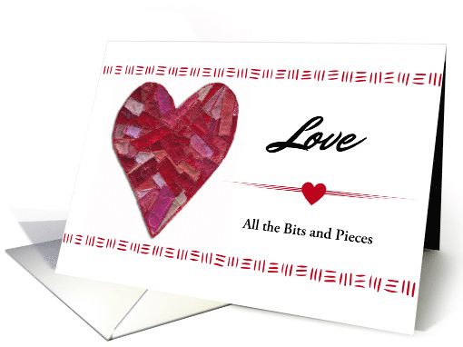Love with Stitched Quilted Heart and Custom Front Text card (918979)