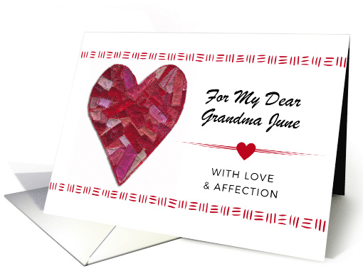 Valentine's Day for Grandma with Stitched Heart with Custom Front card