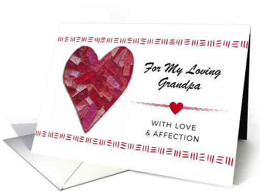 Valentine's Day for Grandpa with Stitched Heart with Custom Front card