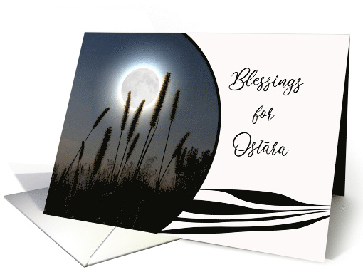 Blessings for Ostara with Moonlight Nature Scene and Spring Grass card