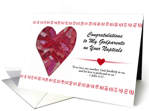 Congratulations to Godparents on Wedding with Heart and Scripture card