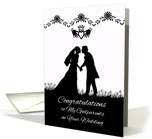 Congratulations to Godparents on Wedding, Couple in Silhouette card