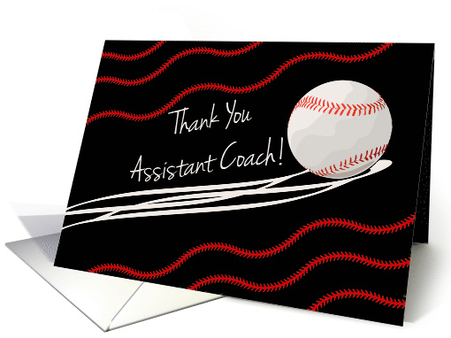 Thank You Assistant Baseball Coach, Baseball with Action Lines card