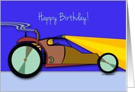 Race Car Birthday for Boy Racing at Night in Dune Buggy card