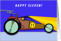 11th Birthday with Dune Buggy Racing at Night Illustration card