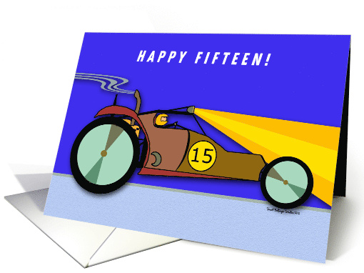 15th Birthday with Dune Buggy Racing at Night Illustration card