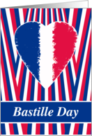 Bastille Day with French Flag Inspired Heart and Stripes Pattern card