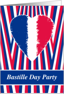 Bastille Day Party Invitation with French Flag Heart and Stripes card