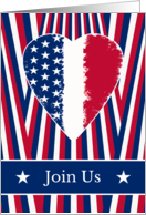 Party Invitation Veterans Day with Patriotic Heart and Stripes card