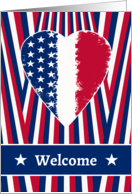 For Soldier Welcome Home from Mission with Patriotic American Heart card