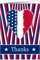 Any Occasion Thank You with Patriotic American Heart and Stripes card