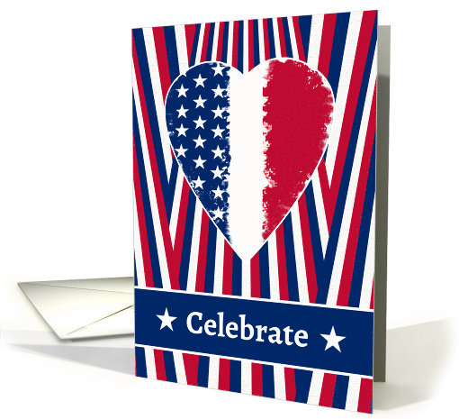 Wedding Anniversary on the 4th of July with Patriotic Heart card