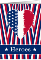 For Police Officer Thank You with Hero Quote and Patriotic Heart card