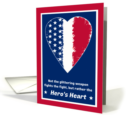 For Veteran Memorial Day with Patriotic Heart and Hero Quote card