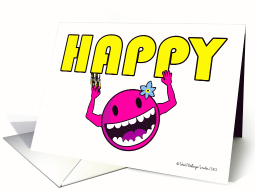Fun Stuck on Happy with Happy Face and Flower card (940826)