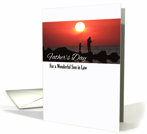Father's Day for Son in Law with Fishing at Sunset Photo card (942557)