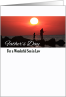 Father’s Day for Son in Law with Fishing at Sunset Photo card