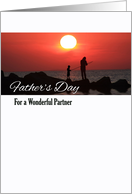 Father’s Day for Partner with Fishing at Sunset Photo card