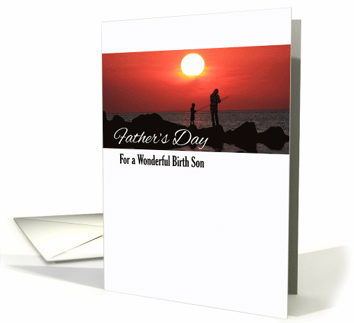 Father's Day for Birth Son with Fishing at Sunset Theme card (942583)