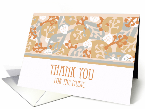 Music at Service Thank You with Leaf and Plant Shapes card (942977)