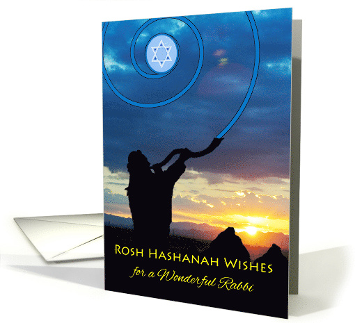 Rosh Hashanah Wishes for Rabbi with Blowing of the Shofar Horn card