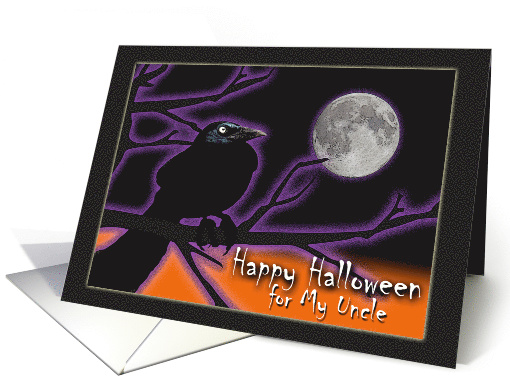 Halloween for Uncle with Black Grackle and Full Moon card (944222)