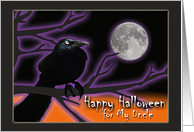 Halloween for Uncle with Black Grackle and Full Moon card