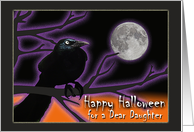 Halloween for Daughter with Black Grackle and Full Moon card