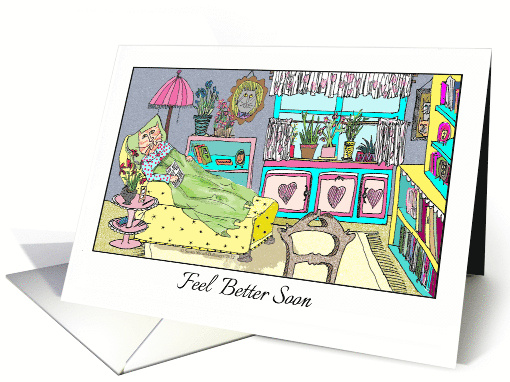 Feel Better Soon with Cat on Chaise Lounge Illustration card (947991)