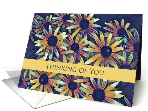 Thinking of You with Black Eyed Susan Flowers Digital Painting card