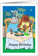 Birthday for Wife, Cat Couple in a Tropical Setting card