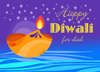 Happy Diwali for Dad with Diya Oil Lamp on Water