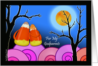 Halloween for Godparents with Candy Corn Couple in Moonlight card