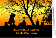 Halloween for Fiancee with Vampire Kiss in Cemetery card