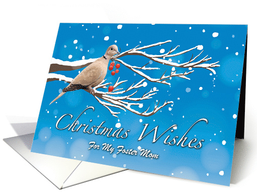 Christmas for Foster Mom with Dove on Snowy Branch with Berries card